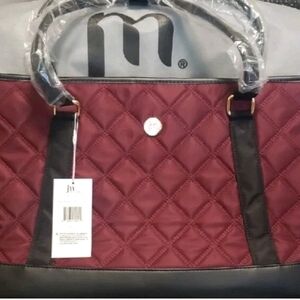 Burgundy Quilted Laptop Tote Bag